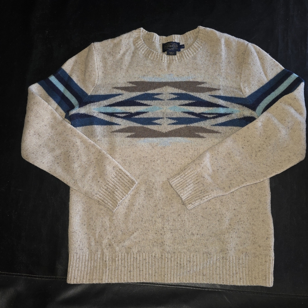 Pendleton Wool Sweater Beige Aztec Pattern - Picture 5 of 10